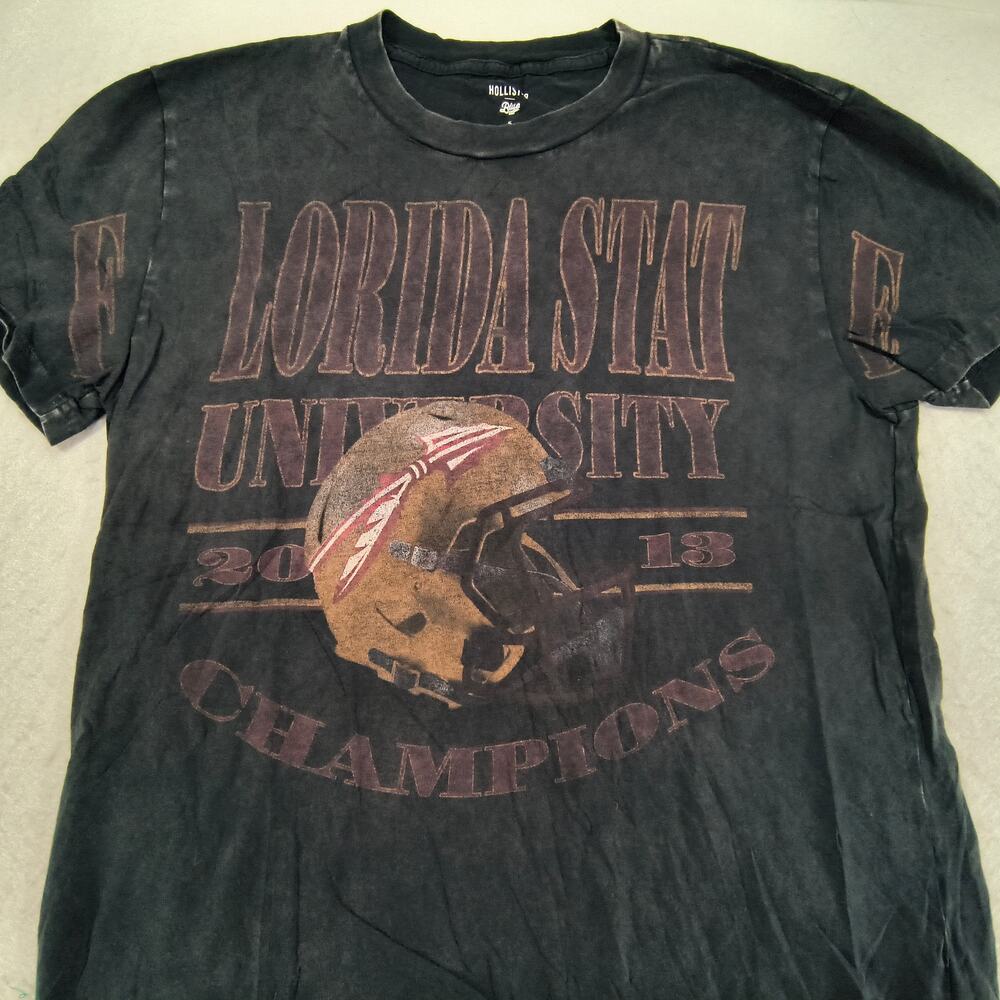 Hollister Florida State University Crew Neck Short Sleeve Shirt Men Size S Black